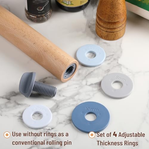 Adjustable Rolling Pin with Thickness Rings