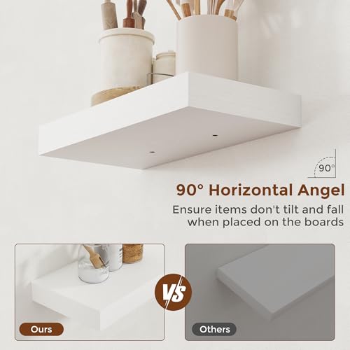 16 Inch Floating Shelves for Wall White Shelves Set of 2 (2 Count)