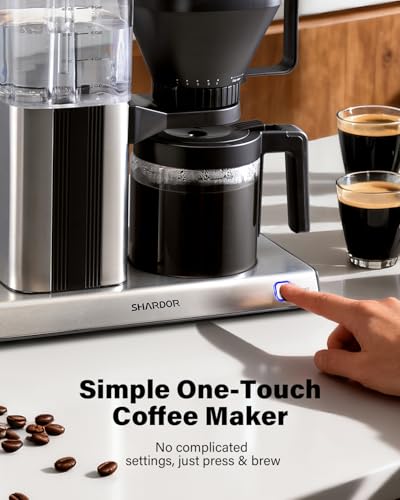 8 Cup Drip Coffee Maker with Reusable Filter and Glass Coffee Pot
