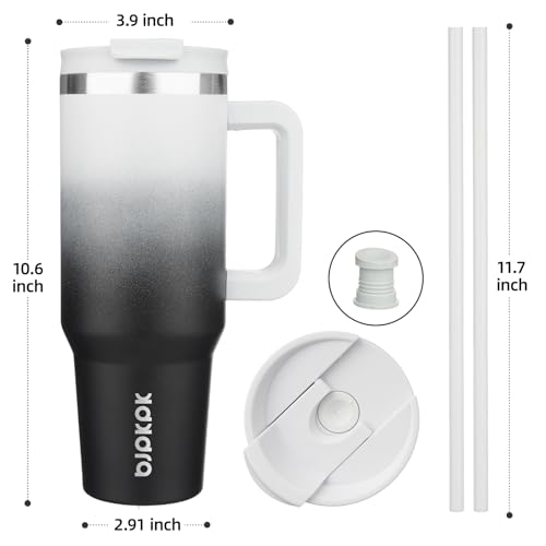40 oz Insulated Tumbler with Handle & Straw