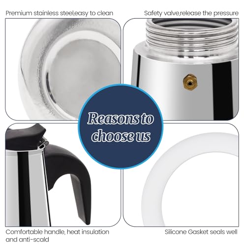 9 Cup Moka Pot Stainless Steel 450ml Italian Espresso