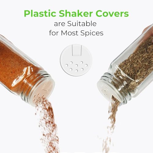36 Pack 4oz Glass Spice Jars with Black Metal Caps & Shaker Lid (36 Count)