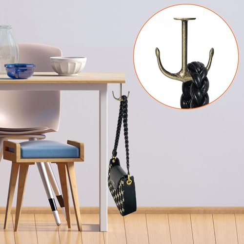 Anchor Shape Zinc Alloy Double Prong Ceiling Hooks (4 Count)