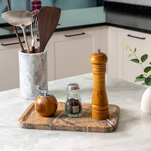Marble Tray 12"x8" Natural Marble Vanity Tray for Countertop Bathroom Kitchen Dresser
