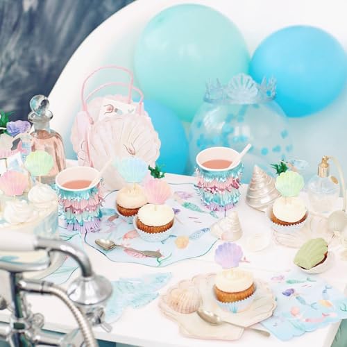 24 Pcs Mermaid Seashell Cupcake Toppers (24 Count)