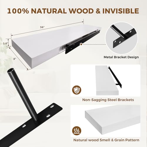 Solid Wood Floating Shelves (2 Count)