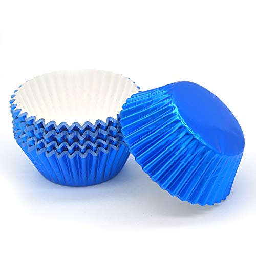 Standard Blue Foil Cupcake Liners Muffin Baking Cups for Party and More (100 Count)