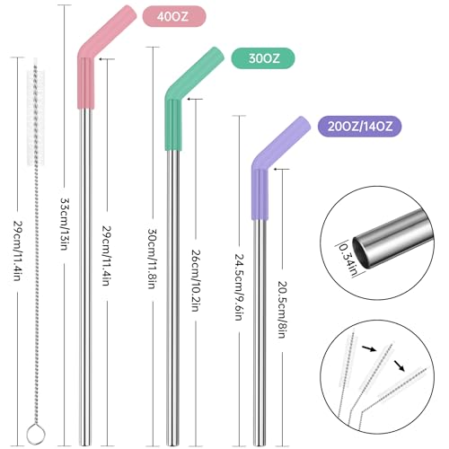 6 Pack Metal Straws with Silicone Tip Fit for Stanley 14 (6 Count)