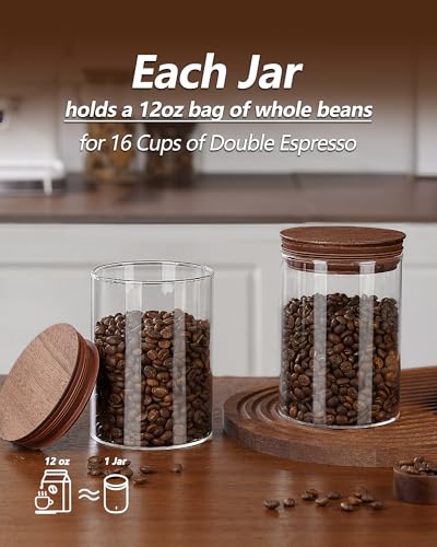 27oz Coffee Canister with Scoop and Wooden Lids