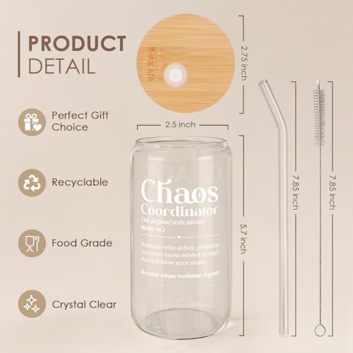 Chaos Coordinator 16oz Can Glass Tumbler with Bamboo Lid & Straw