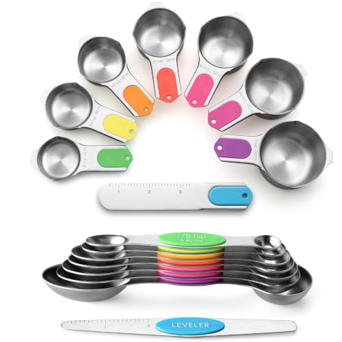 Magnetic Measuring Cups & Spoons Set of 15 with Levelers