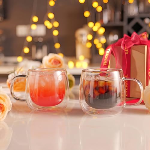 12oz Double Walled Glass Coffee Mugs (4 Count)