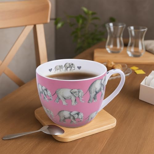 Premium 20 oz Bone China Elephant Hug Mug