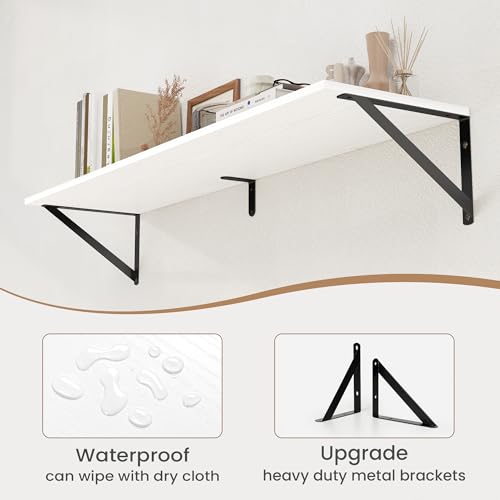 White Deep Floating Shelves for Wall (2 Count)