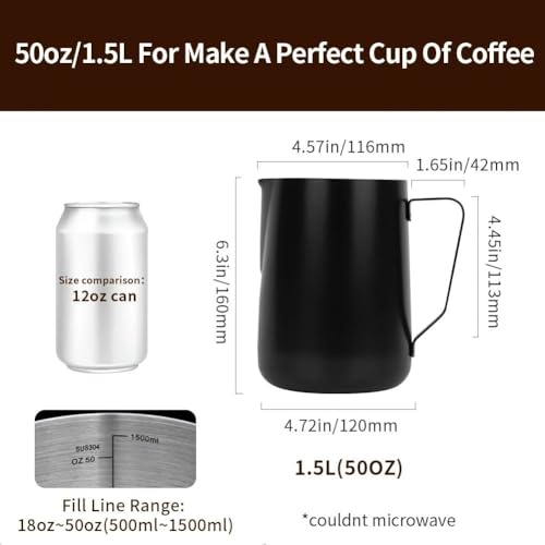 50oz Milk Frothing Pitcher Stainless Steel Espresso Steaming Jug