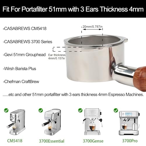 51mm Bottomless Portafilter 3 Ears Compatible with CASABREWS CM5418 and 3700 Series