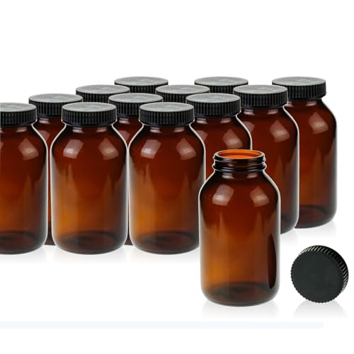 12 Pack Amber Glass Wide Mouth Packer Bottle (12 Count)