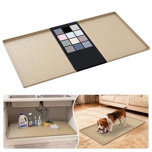 Waterproof Silicone Under Sink Mat 40'' x 22'' Shelf Liner for Kitchen and Bathroom