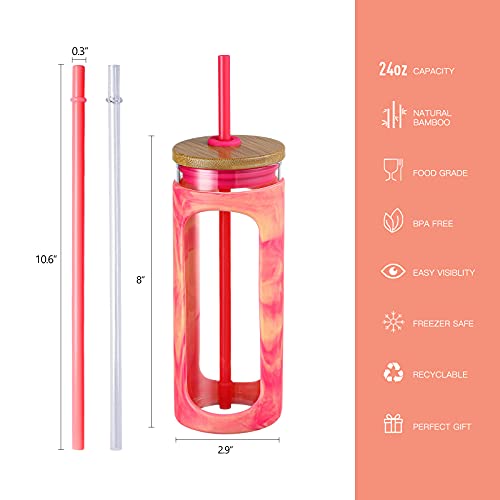 20oz Glass Tumbler with Straw and Lid