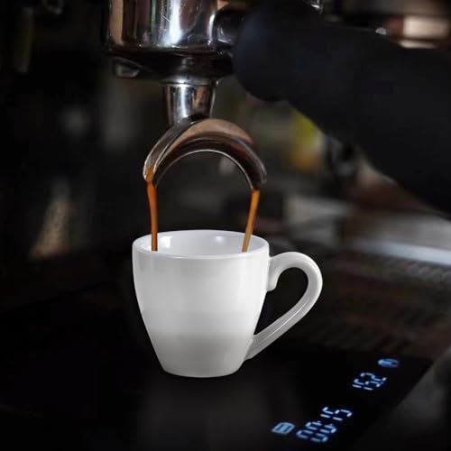 Porcelain Espresso Shot Cup Set with Saucers and Stainless Steel Spoons (4 Count)