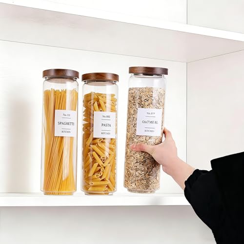 Glass Pantry Storage Jars with Acacia Airtight Lid (3 Count)