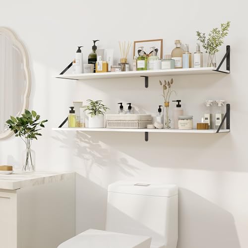 White Deep Floating Shelves for Wall (2 Count)