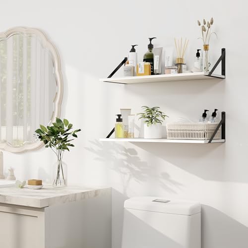 White Deep Floating Shelves for Wall (2 Count)