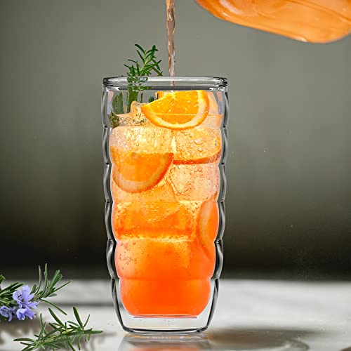 Arctic - 24-Ounce Insulated Plastic Tumblers (Set of 4), Double-Wall Plastic Drinking Glasses, All-Clear High-Balls, Reusable Cups, BPA-Free, Shatter-Proof, Dishwasher-Safe (4 Count)