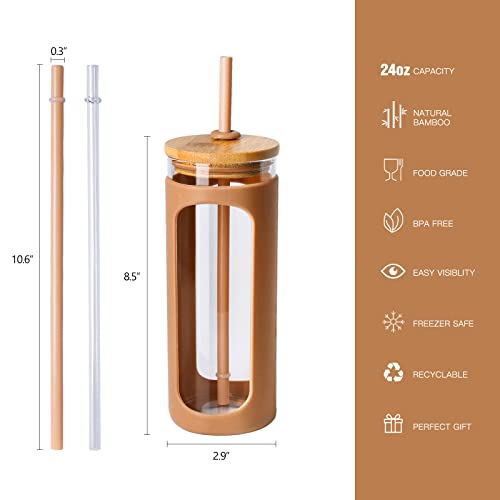 20oz Glass Tumbler with Straw and Lid