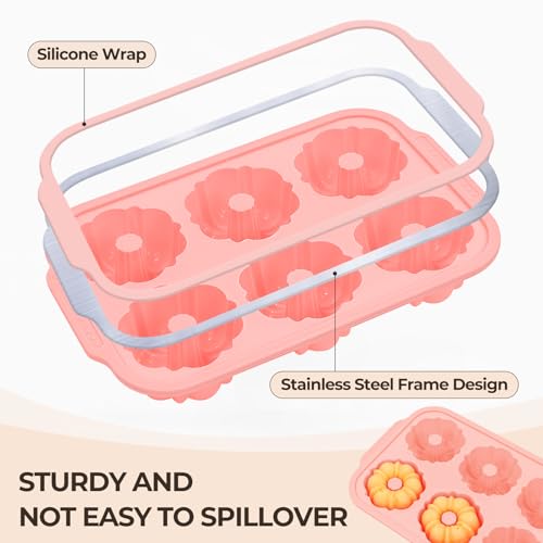 3 Inch Mini Fluted Tube Cake Pans for Baking with Metal Reinforced Frame (2 Count)