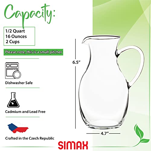 Small 16 Ounce Borosilicate Glass Pitcher with Handle