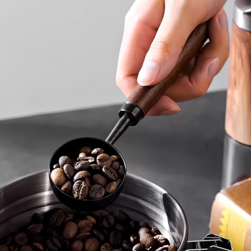 2 PCS Coffee Scoop Vintage Coffee Measuring Spoon Retro Stainless Steel Coffee Spoon Long Wooden Handle Coffee Scoop Kitchen Utensil for Scooping (2 Count)