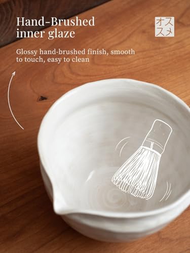 Matcha Set with Handmade Ceramic Bowl & Bamboo Whisk