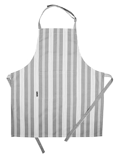 Cotton Striped Aprons for Women with Pockets