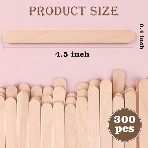 300 Pcs 4.5" Length Popsicle Wooden Sticks (300 Count)