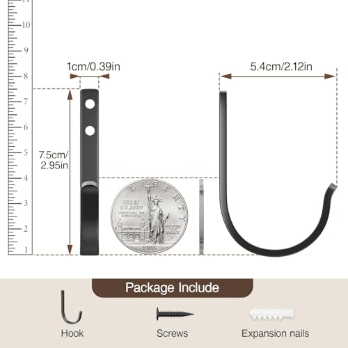 20 Pack Door Hooks for Coat and Towel Black