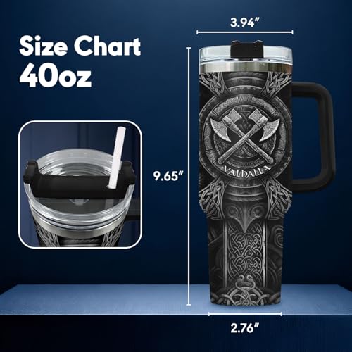 Valhalla Wolf Norse Mythology 40 oz Tumbler with Handle