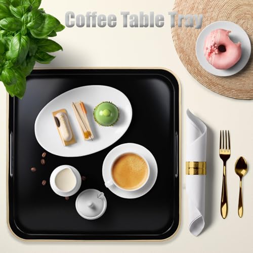 Black Square Decorative Tray with Handles