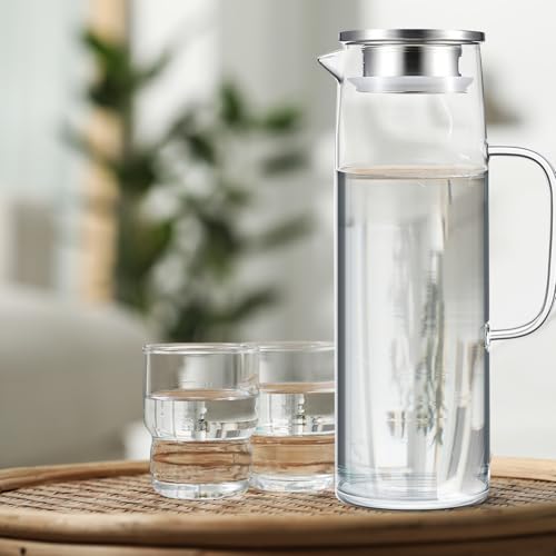 2 Sets Glass Pitcher with Lid (2 Count)
