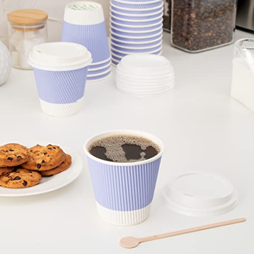 Ripple Wall Coffee Cups 25 Count 8 Ounce Insulated Light Purple Paper Cups