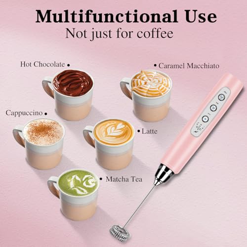 Milk Frother Wand Rechargeable Handheld Whisk Coffee 3 Speed Adjustable