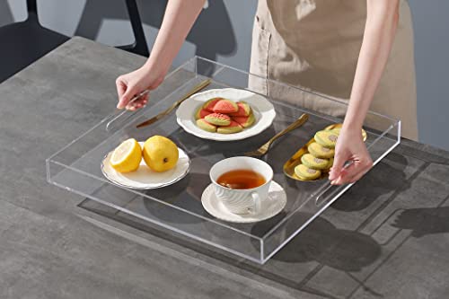 Clear Sturdy Acrylic Serving Tray with Handles