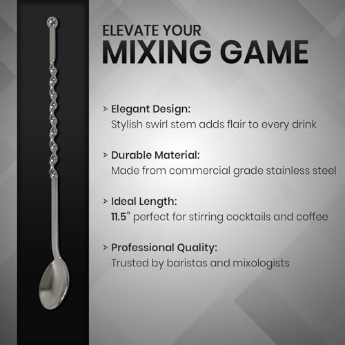 11.5 Inch Stainless Steel Bar Spoon with Swirl Stem for Coffee