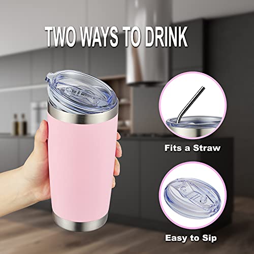 20oz 8 Pack Tumbler Double Wall Vacuum Insulated Coffee Travel Mug Stainless Steel Tumbler Bulk with Lid and Straw Insulated Coffee Cup for Cold & Hot Drinks (8 Count)
