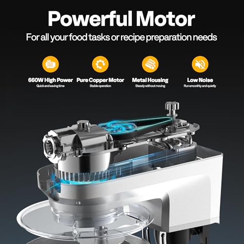 6-in-1 Stand Mixer, 8.5-Quart Tilt-Head Mixer, 10 Speeds, Silver