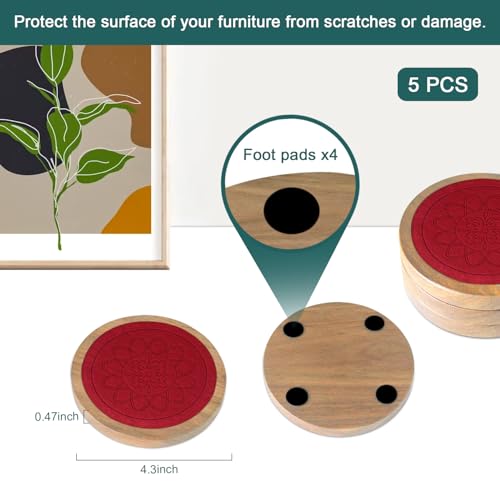 5 Pack Wood Coasters for Drinks