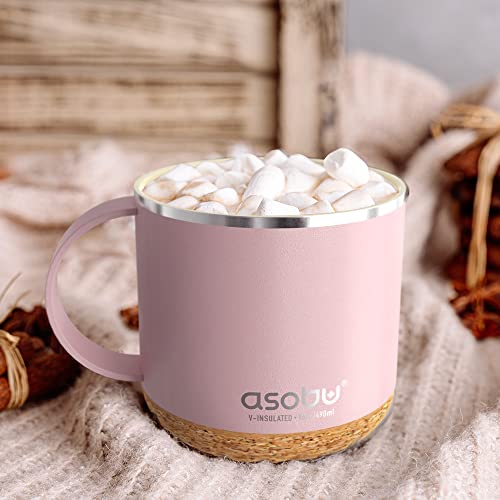 Infinite Stainless Steel Insulated Coffee Mug with Inner Ceramic Coating and Cork Coaster 16 Ounce