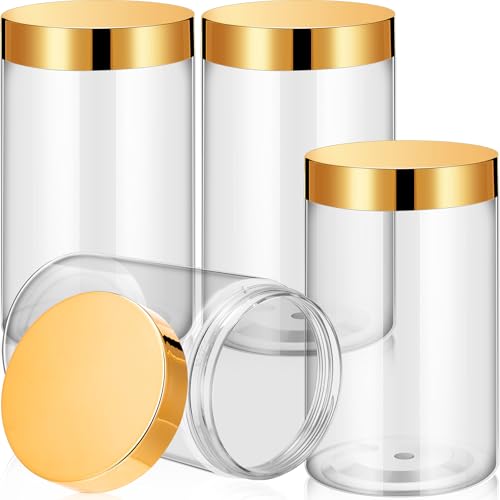 4 Pcs Plastic Jars Wide Mouth with Lids (4 Count)
