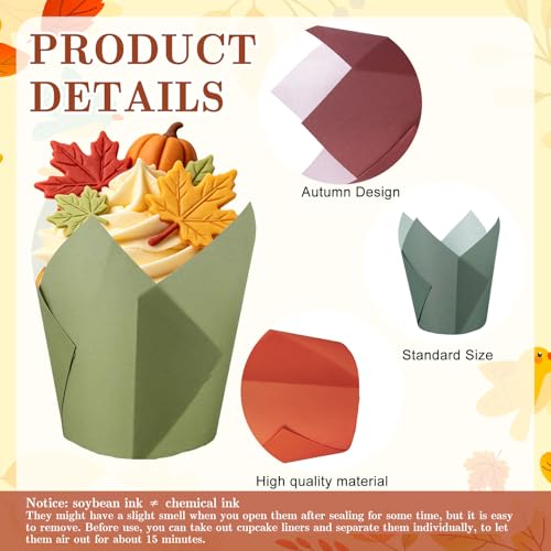 180 Pcs Autumn Tulip Cupcake Liners Warm Fall Muffin Baking Cups Wedding Colors Cupcake Wrappers for Thanksgiving Harvest Party Supplies Table Decor (180 Count)