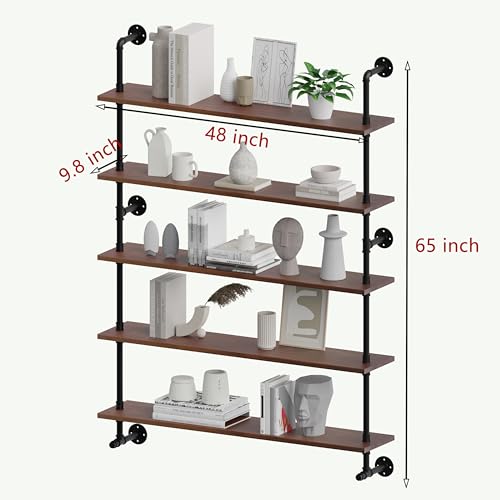 Industrial Pipe Wall Shelves Pipe Shelving with Real Wood Plank